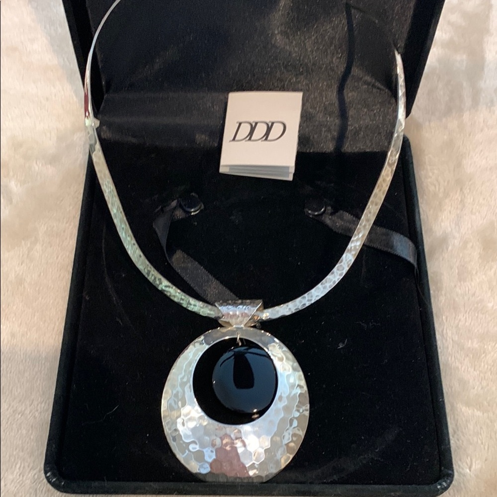 Designer Dominique Dinouart Sterling necklace & pendant.